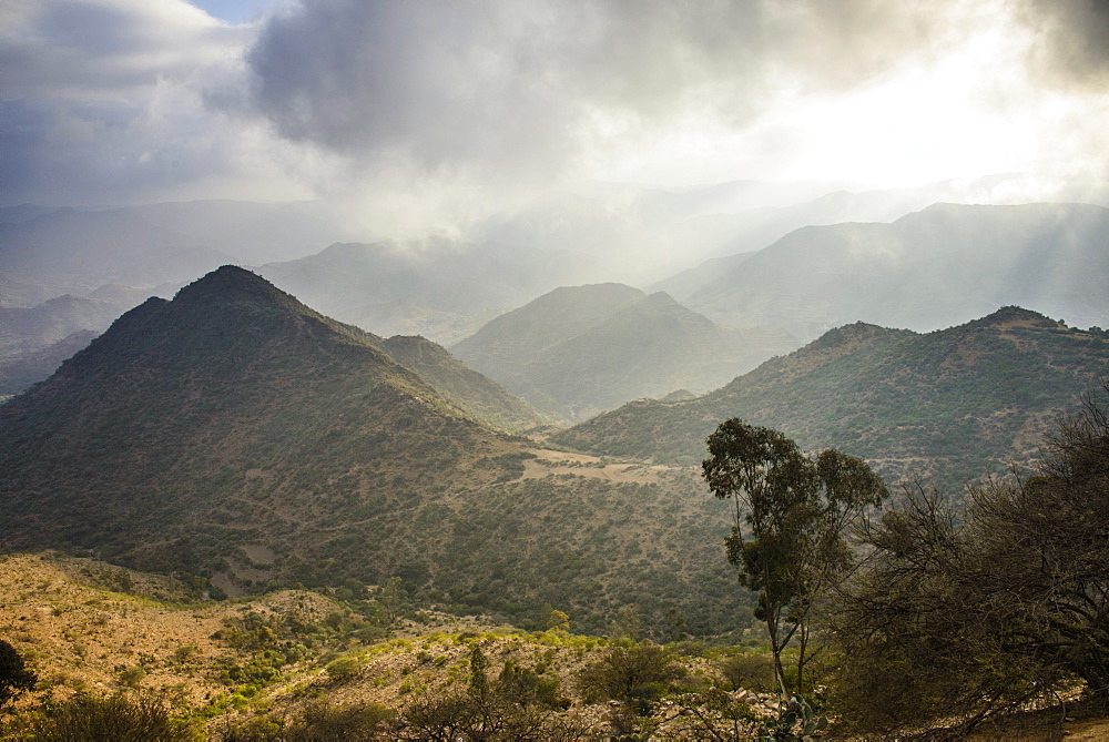 Outlook over the mountains along the road from Massawa to Asmara, Eritrea, Africa