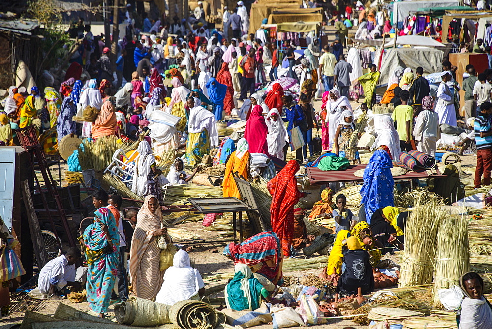 Women selling their goods at the colourful Monday market of Keren, Eritrea, Africa