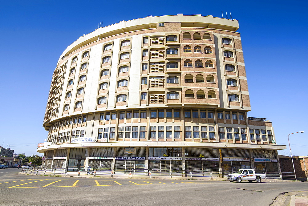 Italian art deco business building in Asmara, capital of Eritrea, Africa