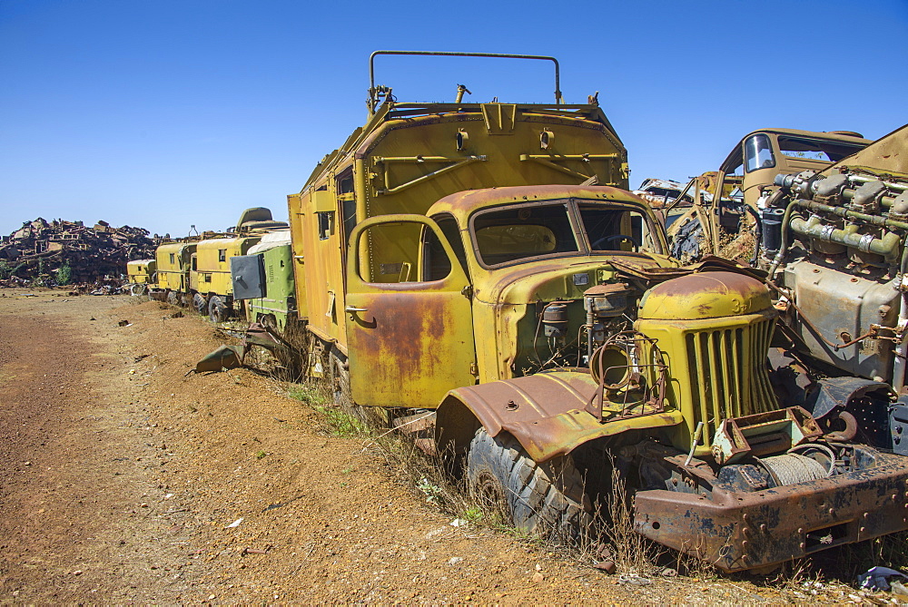 Italian tank cemetery in Asmara, capital of Eritrea, Africa