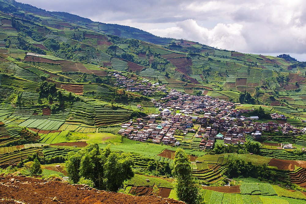 View over the Dieng Plateau, Java, Indonesia, Southeast Asia, Asia