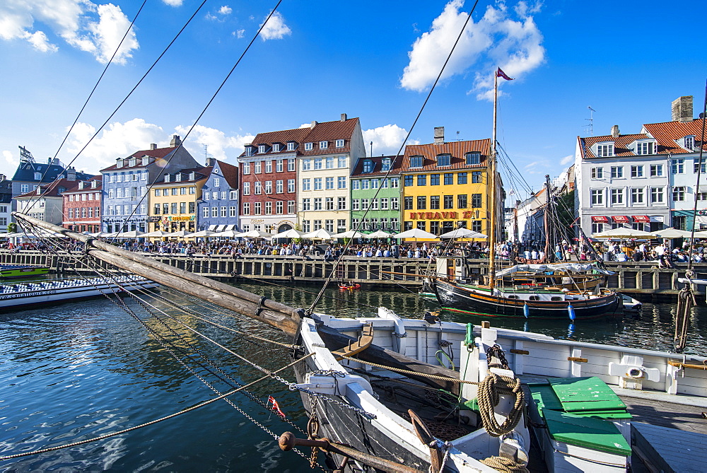 Fishing boats in Nyhavn, 17th century waterfront, Copenhagen, Denmark, Scandinavia, Europe