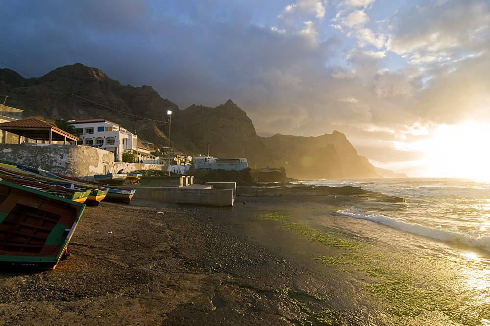 Sunset at coast of San Antao, Ponta do Sol, Cape Verde Islands, Atlantic, Africa