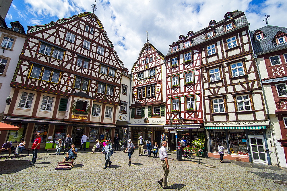 Half timbered houses in Bernkastel-Kues, Moselle Valley, Rhineland-Palatinate, Germany, Europe