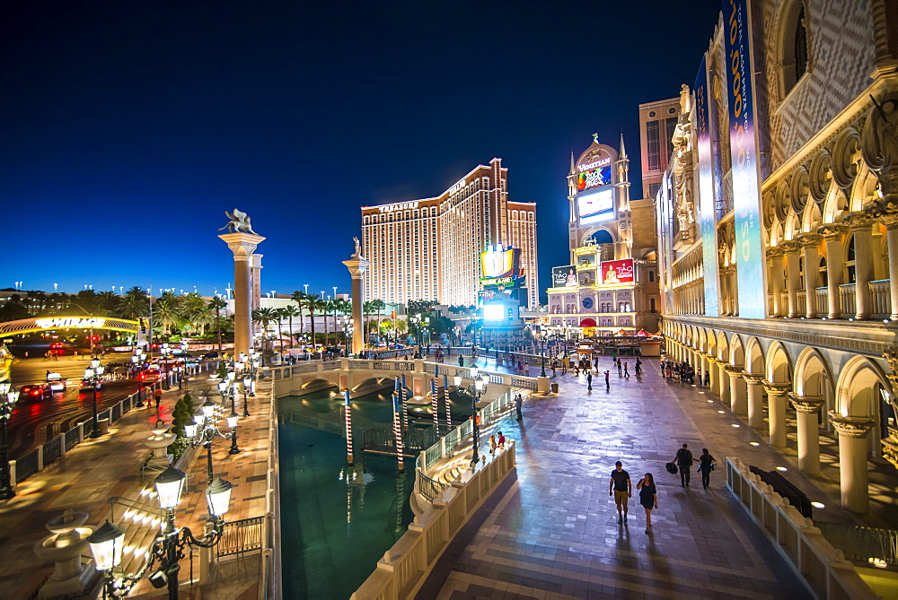 The Venetian at night, Las Vegas, Nevada, United States of America, North America