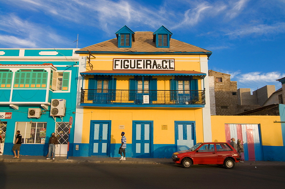 Colourful buildings in Mindelo, Sao Vicente, Cape Verde, Africa