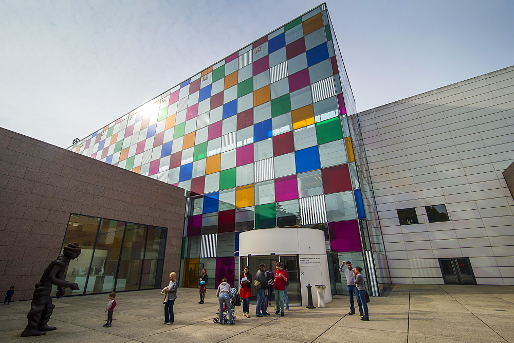 Colourful glases in the Museum of Modern and Contemporary Art, Strasbourg, Alsace, France, Europe