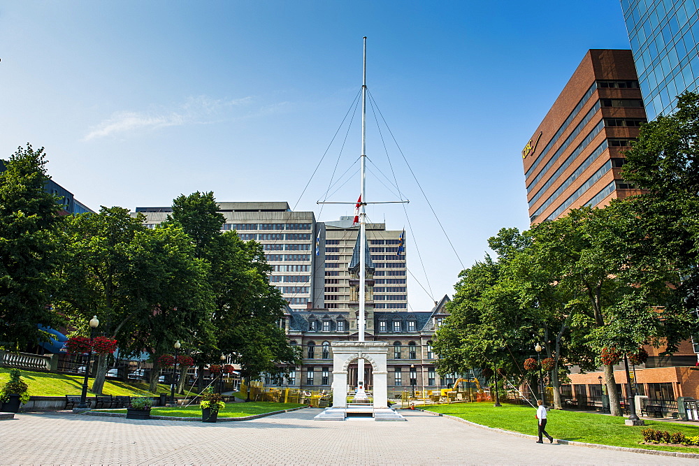 Fallen Peace Officer Monument in front of the Halifax town hall, Halifax, Nova Scotia, Canada, North America