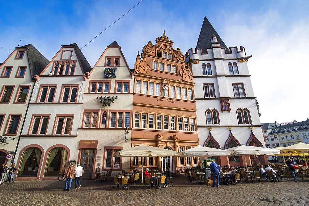 Main market in the center of the medieval part of Trier, Moselle Valley, Rhineland-Palatinate, Germany, Europe