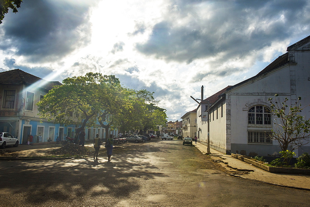 Colonial houses in the city of Sao Tome, Sao Tome and Principe, Atlantic Ocean, Africa