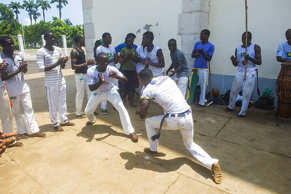 Young boys performing Capoeira in the city of Sao Tome, Sao Tome and Principe, Atlantic Ocean, Africa