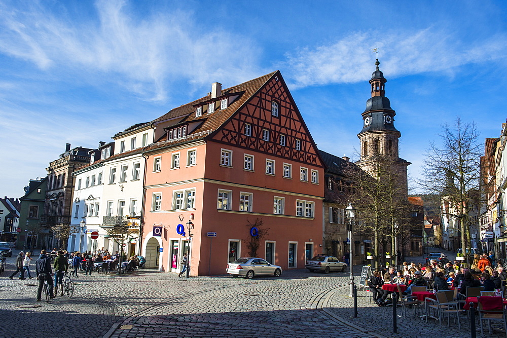 Town square in the center of Kulmbach, Upper Franconia, Bavaria, Germany, Europe