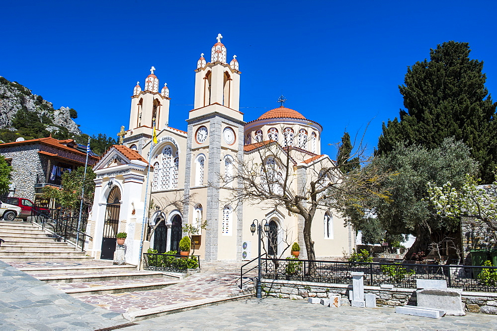 Church in Sianna village, Rhodes, Dodecanese Islands, Greek Islands, Greece, Europe