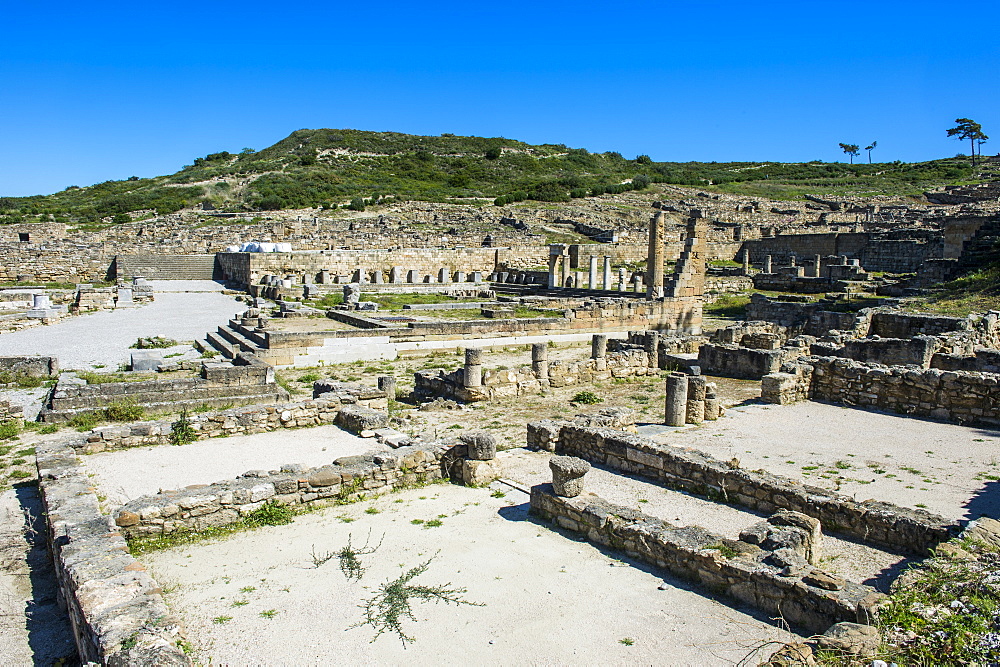 Ruins of ancient Kameiros, Kalavarda, Rhodes, Dodecanese Islands, Greek Islands, Greece, Europe