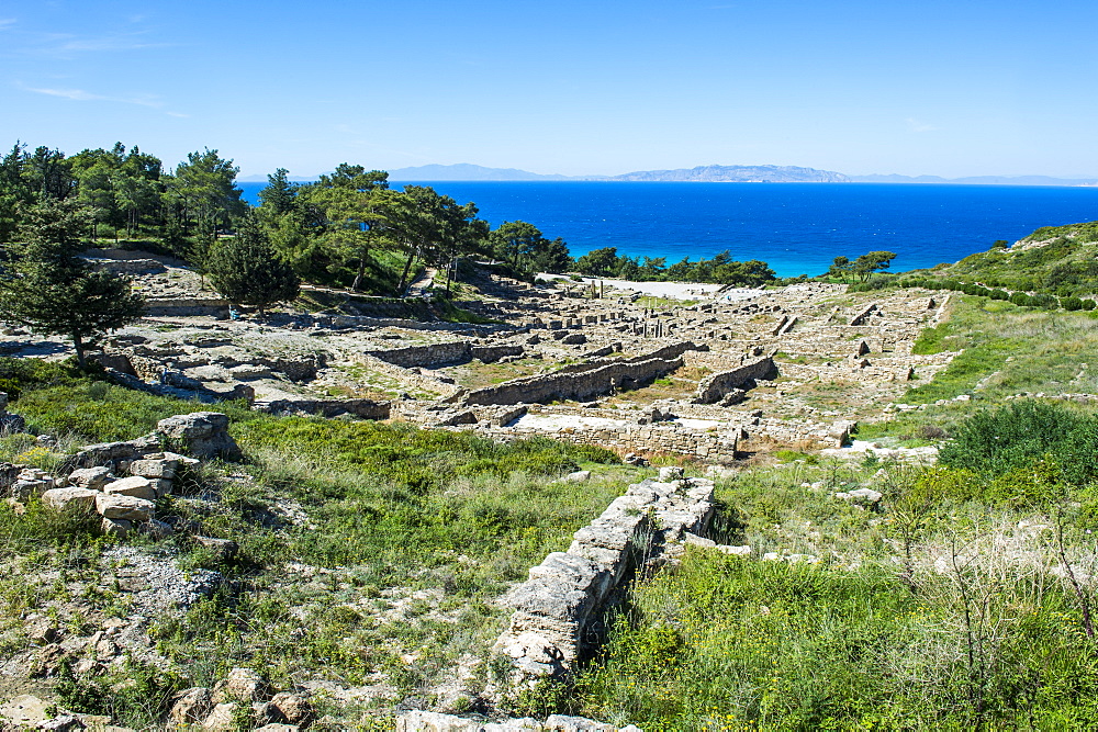 Ruins of ancient Kameiros, Kalavarda, Rhodes, Dodecanese Islands, Greek Islands, Greece, Europe