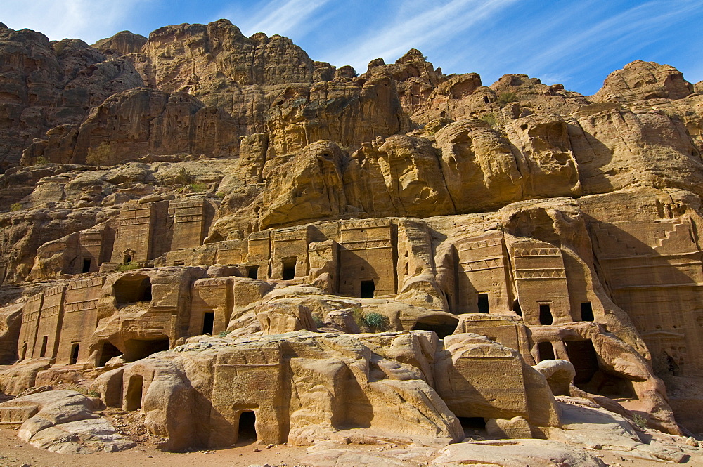 The old tombs of the Nabatean city, Petra, UNESCO World Heritage Site, Jordan, Middle East