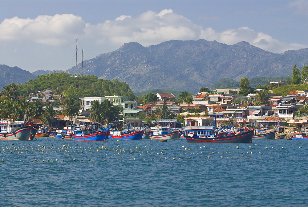 Little fishing village on the coast, Nha Trang, Vietnam, Indochina, Southeast Asia, Asia