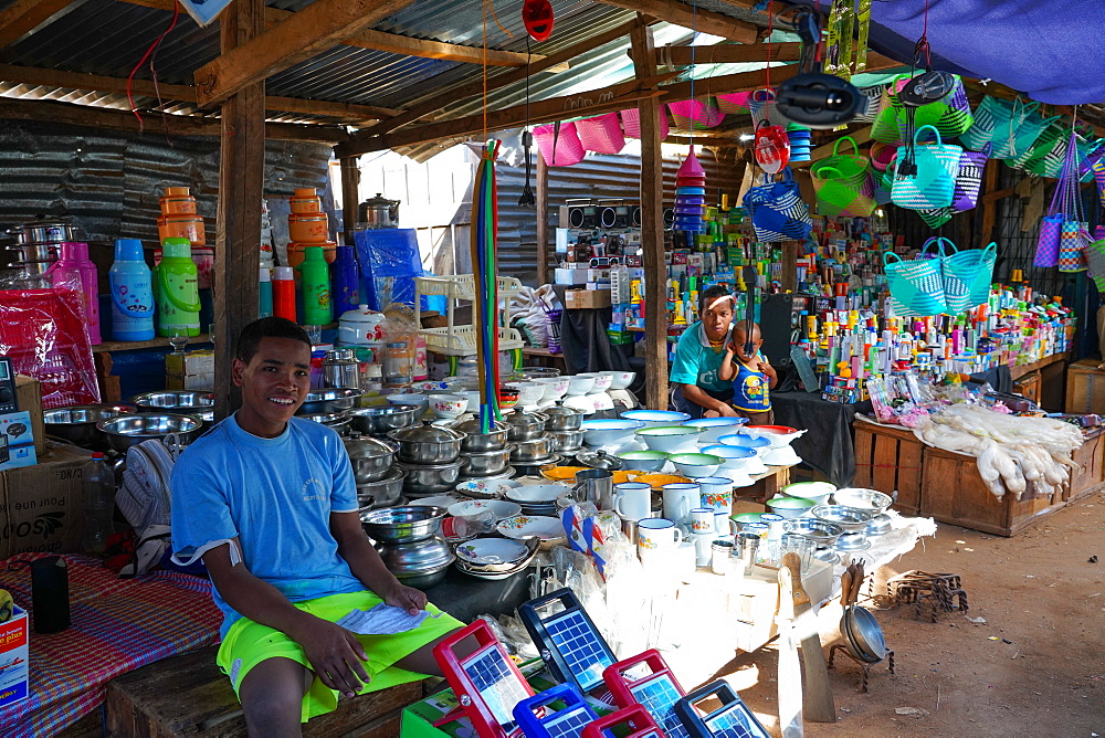 People at daily market at Belo sur Tsiribihina, Menabe region, Western Madagascar, Africa