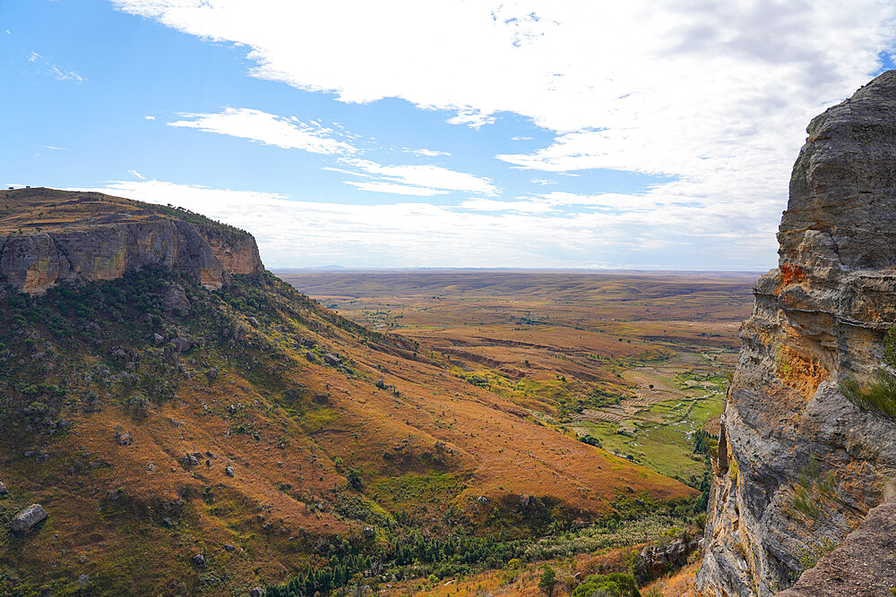 Eroded sandstone rock formations at Isalo National Park, Fianarantsoa province, Ihorombe Region, Southern Madagascar, Africa