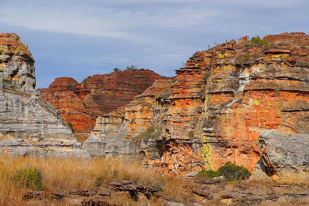 Eroded sandstone rock formations at Isalo National Park, Fianarantsoa province, Ihorombe Region, Southern Madagascar, Africa