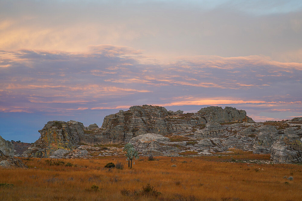 Sunset at Isalo National Park, Fianarantsoa province, Ihorombe Region, Southern Madagascar, Africa