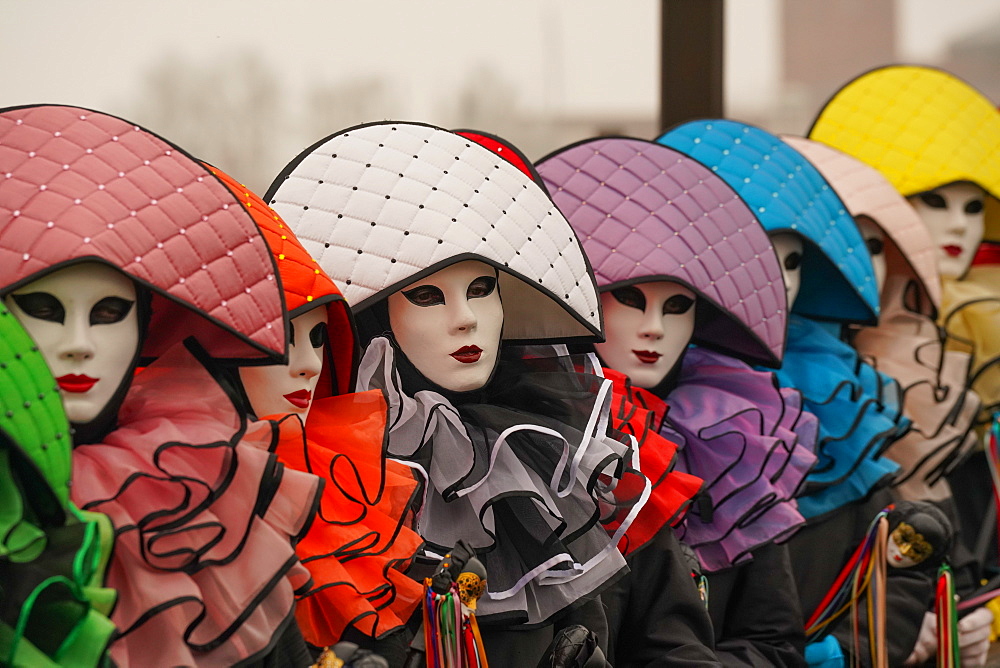 Masks at the Venice Carnival in St. Mark's Square, Venice, Veneto, Italy, Europe