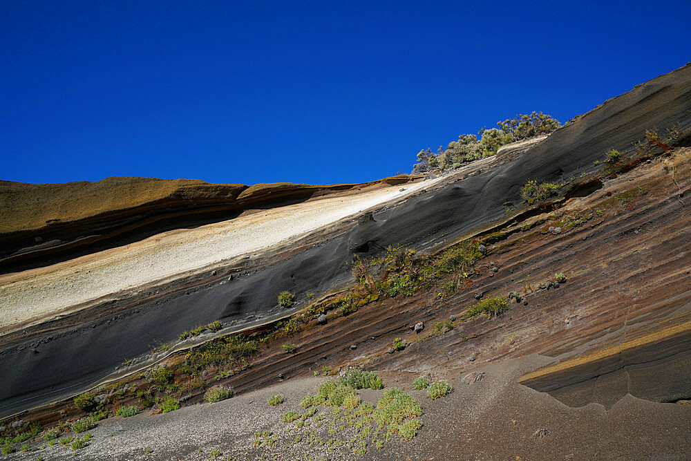 Layers of colored rocks, Teide National Park, UNESCO World Heritage Site, Tenerife, Canary Islands, Spain, Atlantic, Europe