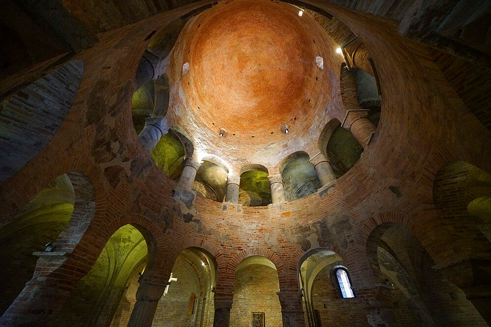 Interior of the Rotonda di San Lorenzo Church, the oldest church in Mantua, Lombardy, Italy, Europe