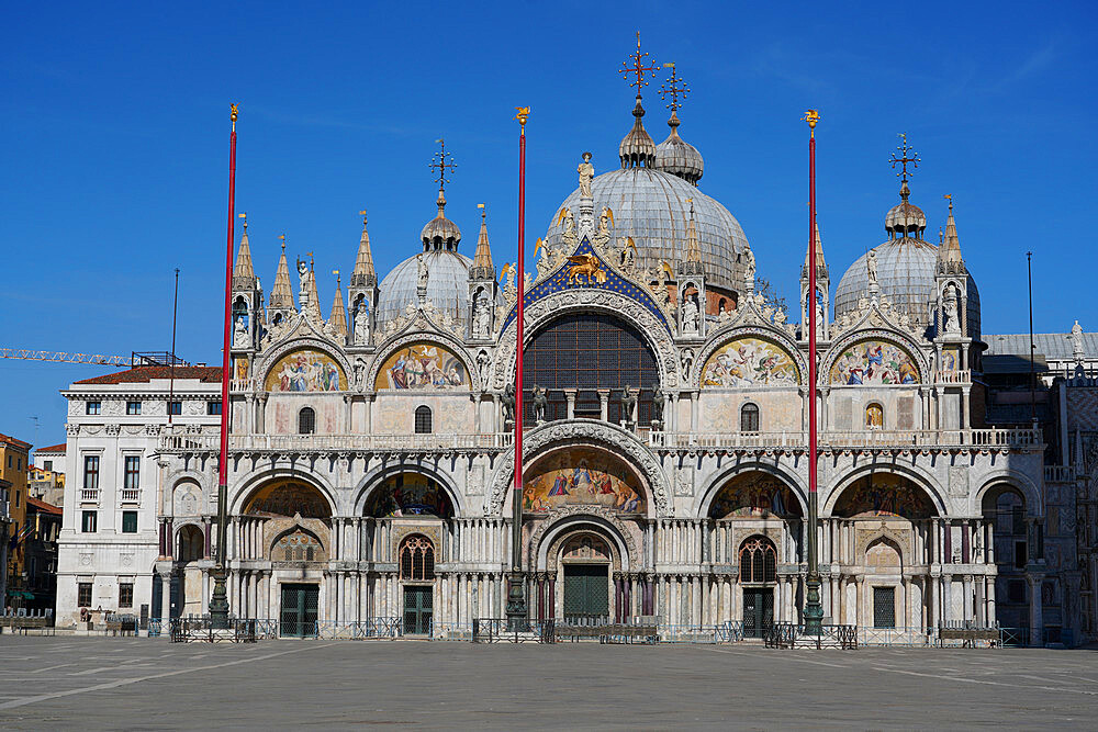 San Marco Basilica during Coronavirus lockdown, Venice, UNESCO World Heritage Site, Veneto, Italy, Europe