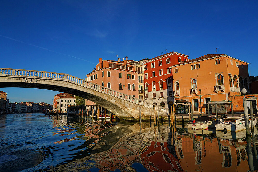 Scalzi bridge on the Grand Canal during Coronavirus lockdown, Venice, UNESCO World Heritage Site, Veneto, Italy, Europe