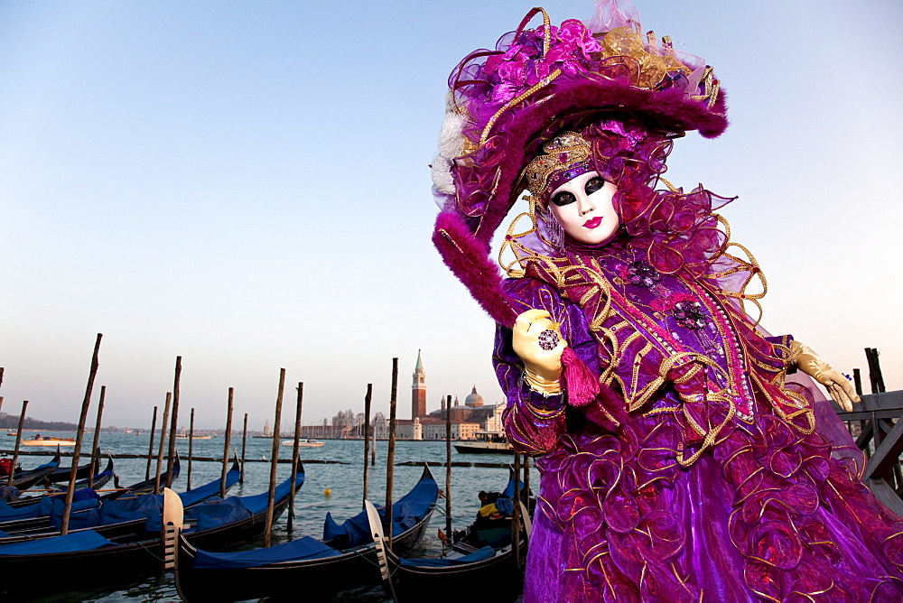 Masks at Venice Carnival in St. Mark's Square, Venice, Veneto, Italy, Europe