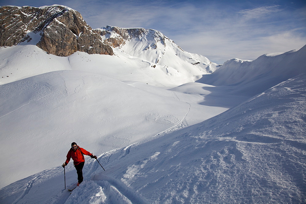 Ski mountaineering in the Dolomites, Cortina d'Ampezzo, Belluno, Italy, Europe