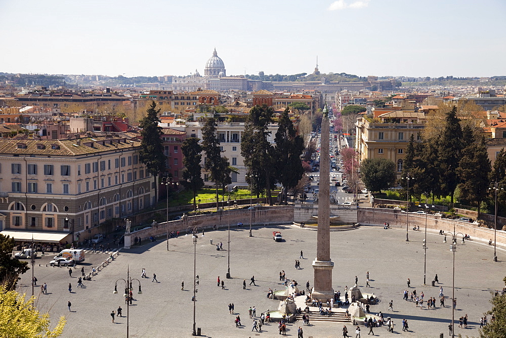 Piazza del Popolo, St. Peter's dome in the background, Rome, Lazio, Italy, Europe