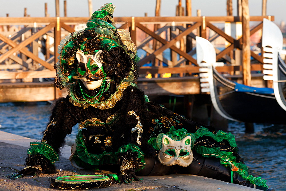 Masks at Venice Carnival in St. Mark's Square, Venice, Veneto, Italy, Europe