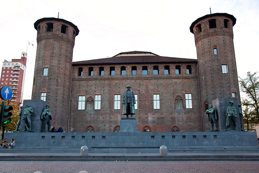 Casaforte degli Acaja, the rear area of Palazzo Madama, still bearing the 15th-century appearance of a castle, Turin, Piedmont, Italy, Europe