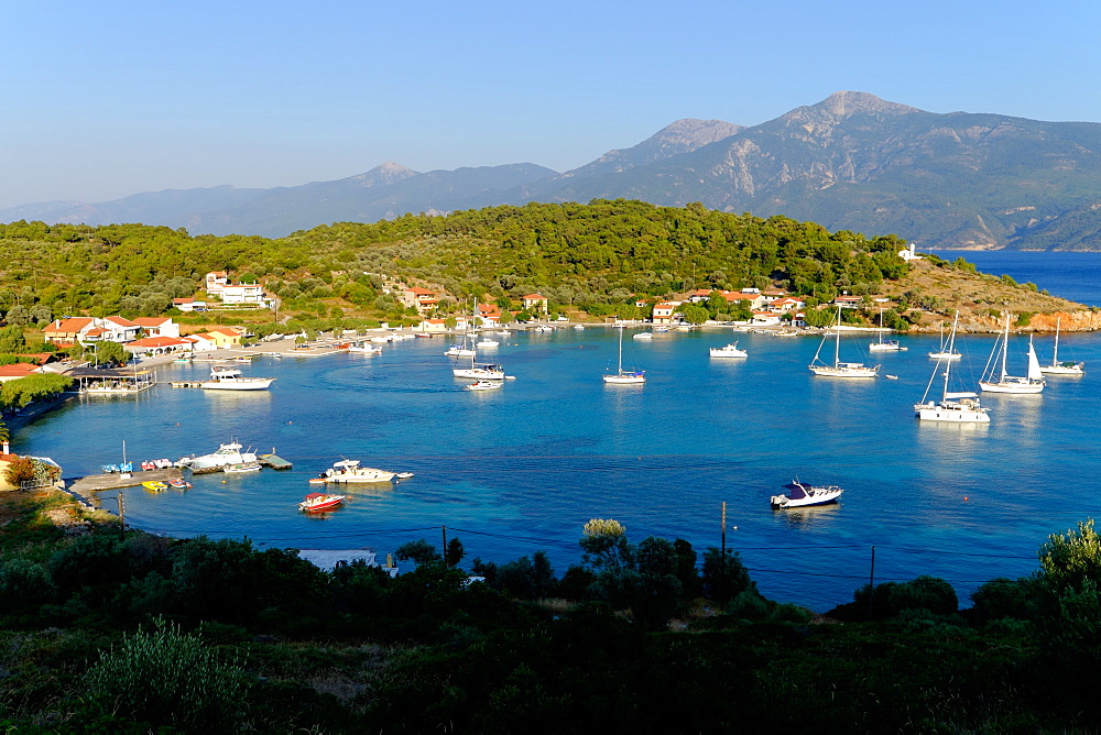 The small port and beach of Posidonio, Samos, North Aegean Islands, Greek Islands, Greece, Europe