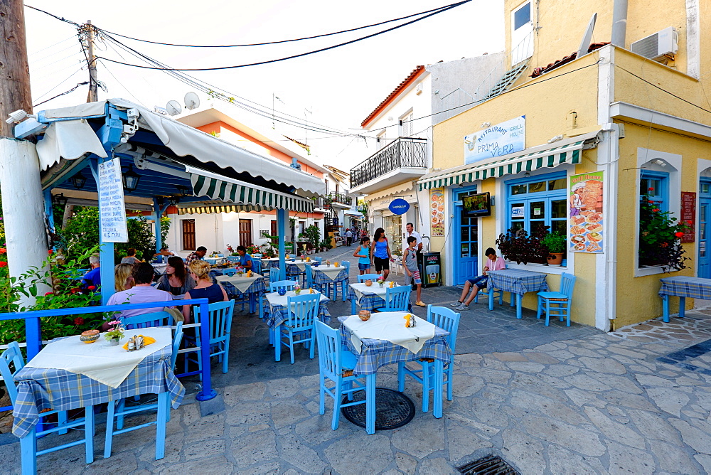 Tavernas in Kokkari, Samos Island, North Aegean Islands, Greek Islands, Greece, Europe