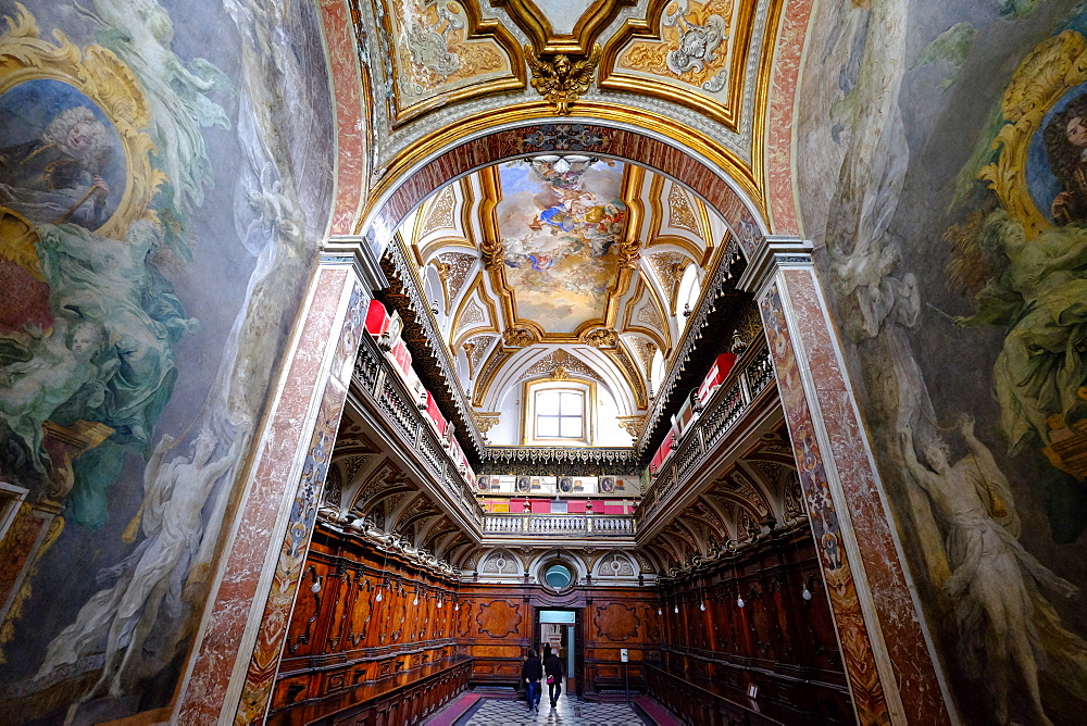 The Sacristy of the San Domenico Maggiore Church housing the coffins of members of the royal Aragonese family, Naples, Campania, Italy, Europe