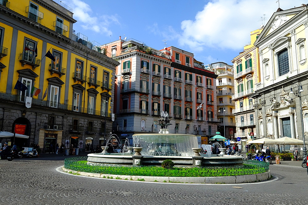 Artichoke fountain, Trieste and Trento square, Naples, Campania, Italy, Europe