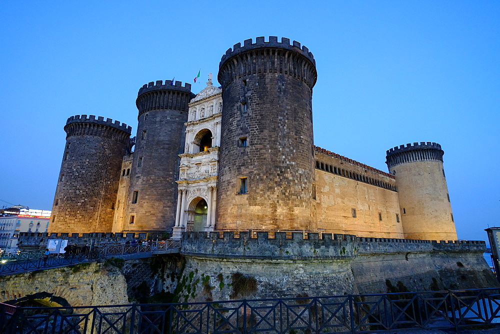 Castel Nuovo (Maschio Angioino), a medieval castle located in front of Piazza Municipio, Naples, Campania, Italy, Europe