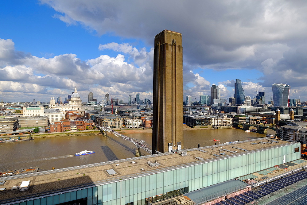 Panoramic view from Tate Modern balcony, London, England, United Kingdom, Europe