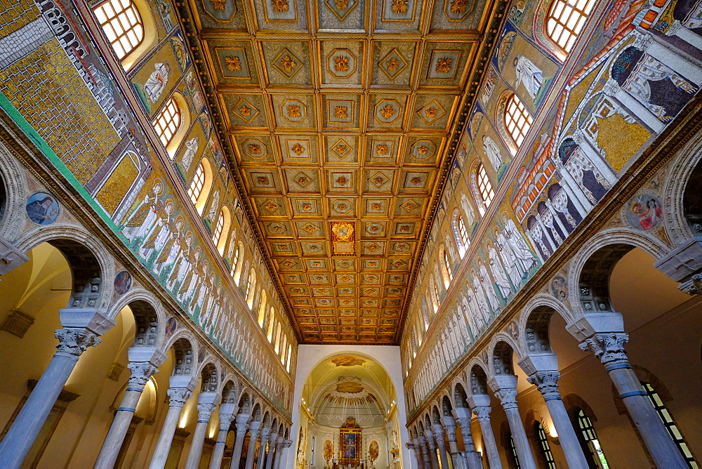 The Basilica of Sant'Apollinare Nuovo, a basilica church in Ravenna, Emilia-Romagna, Italy, Europe