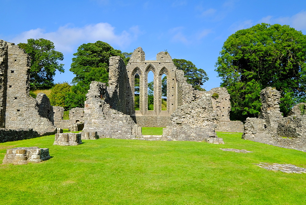 Inch Abbey, a large, ruined monastic site, Downpatrick, County Down, Ulster, Northern Ireland, United Kingdom, Europe