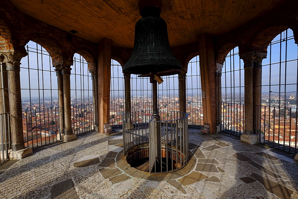 Bell cell of the Torrazzo, the bell tower of the Cathedral of Cremona, Lombardy, Italy, Europe