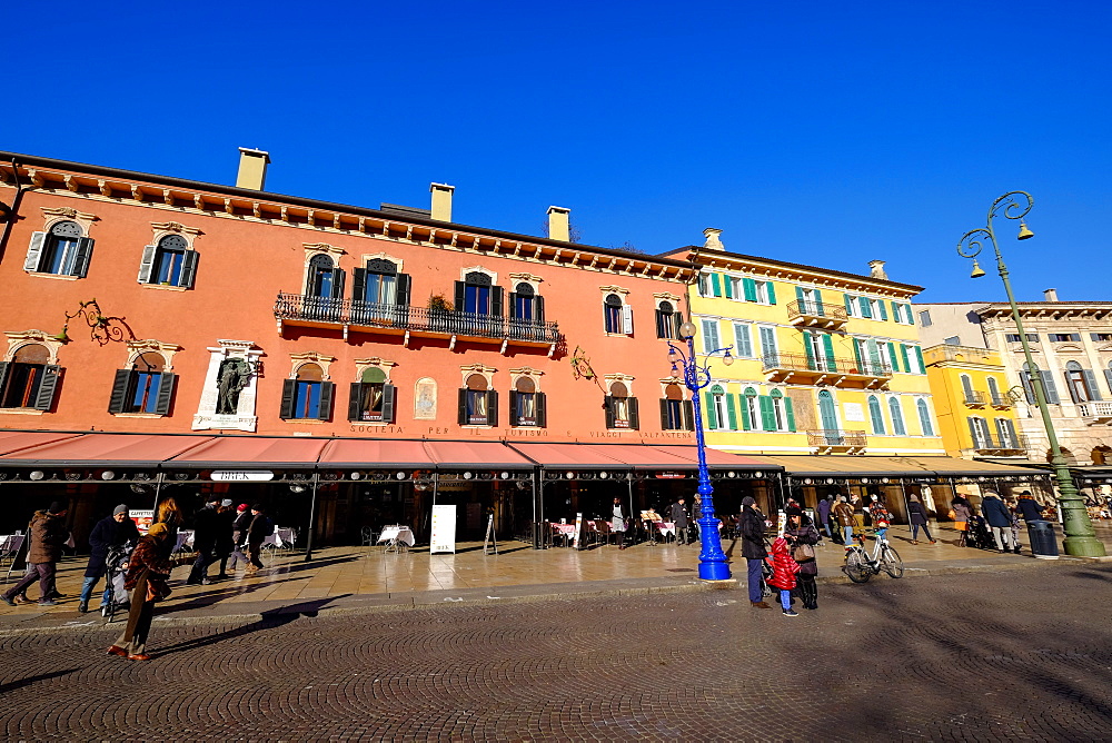 Piazza Bra in front of the Arena, Verona, Veneto, Italy, Europe