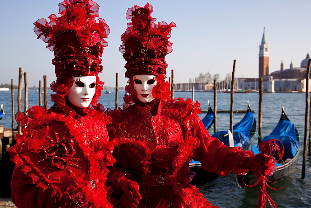 Costumes and masks during Venice Carnival, Venice, UNESCO World Heritage Site, Veneto, Italy, Europe