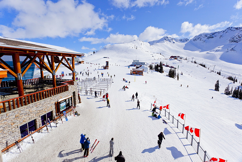 High angle view of Roundhouse, Whistler Blackcomb Ski Resort, Whistler, British Columbia, Canada, North America