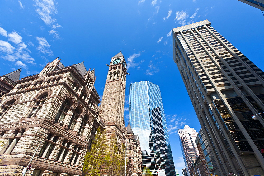 Old City Hall contrasting with modern skyscrapers, Toronto, Ontario, Canada, North America