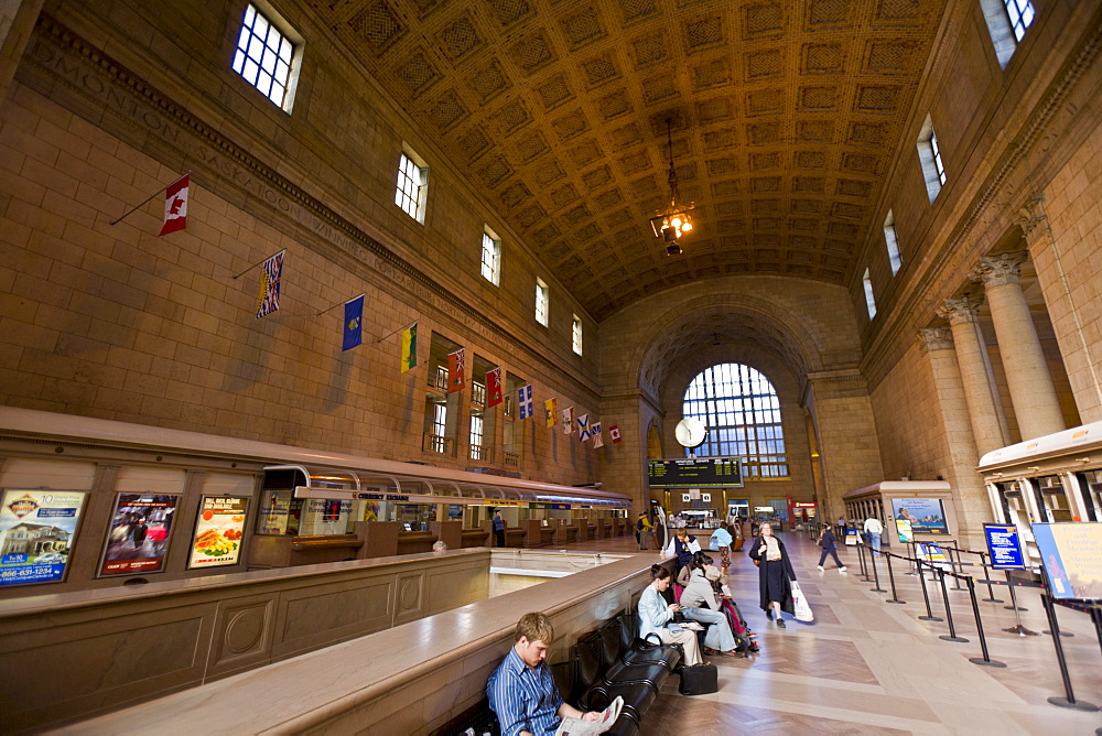 Interior, Great Hall, Union Station, Toronto, Ontario, Canada, North America