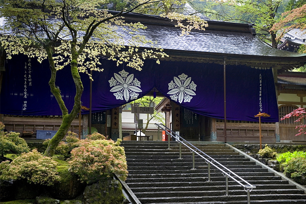 Entry portal at Eiheiji Temple, headquarters of Soto sect of Zen Buddhism, in Fukui, Japan